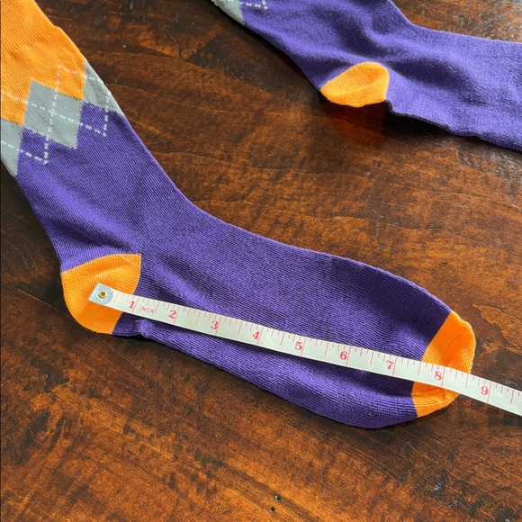⭐️Free w/ Purchase! Argyle Novelty Socks Purple Neon Orange - Picture 5 of 5